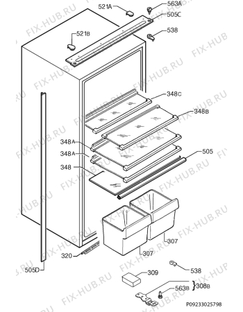Взрыв-схема холодильника Faure FBA5224A - Схема узла Housing 001